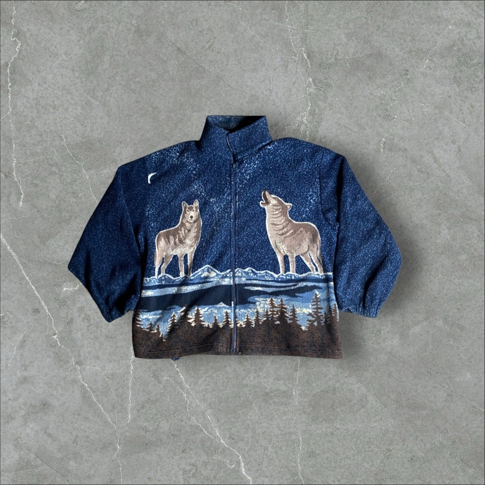 Blue Wolf Print Jacket